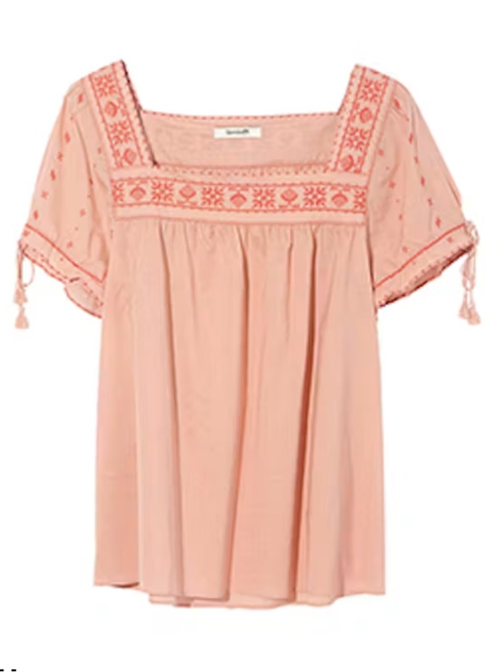 Madewell Blush Pink Embroidered BoHo top